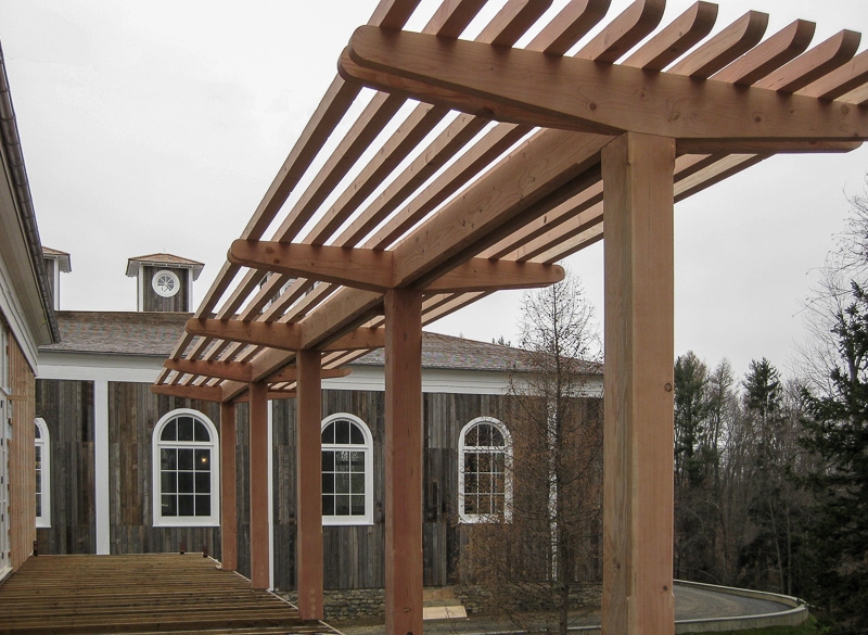 cedar post and beam trellis