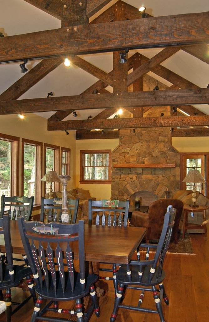 timber frame hand hewn douglas fir king post trusses