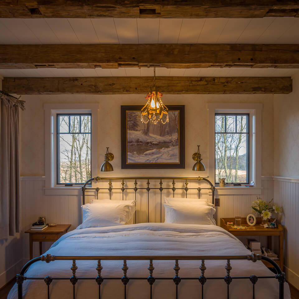 hand hewn beams flat ceiling