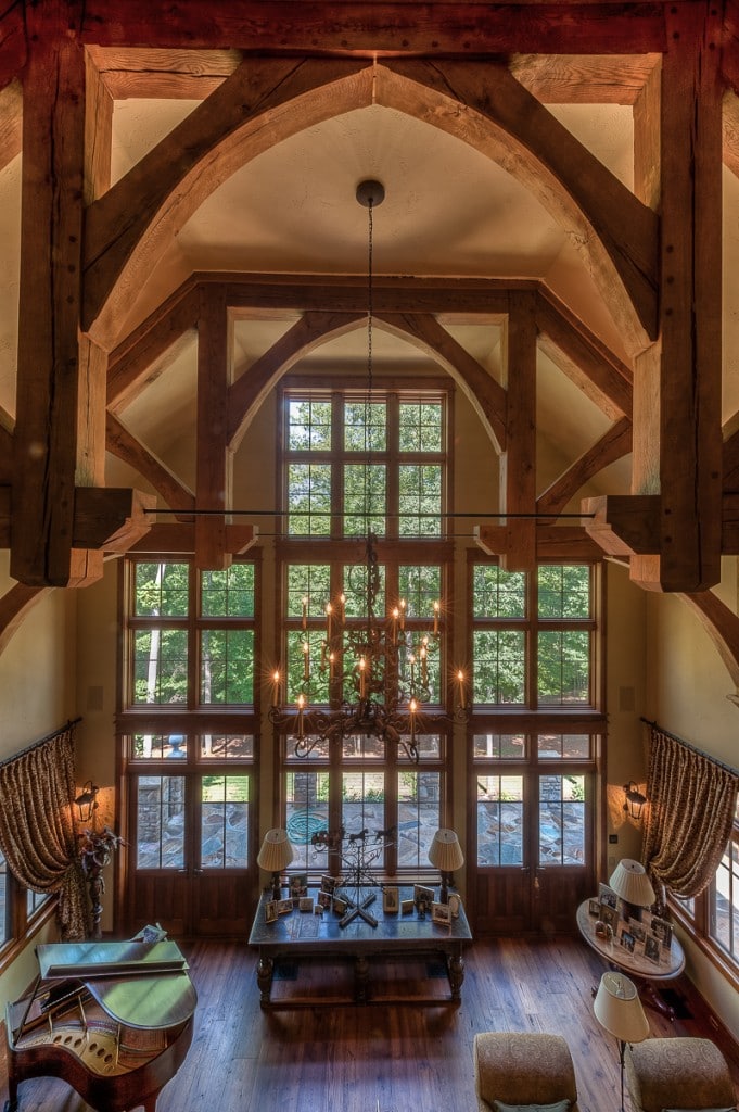 White Oak timber frame hammer beam trusses