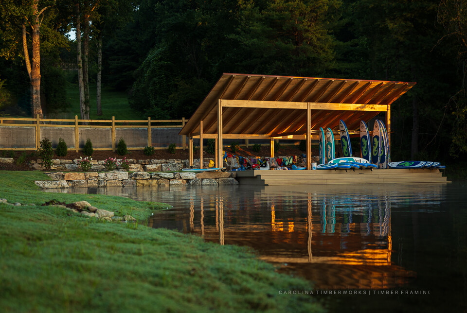 post and beam timber frame boat shed