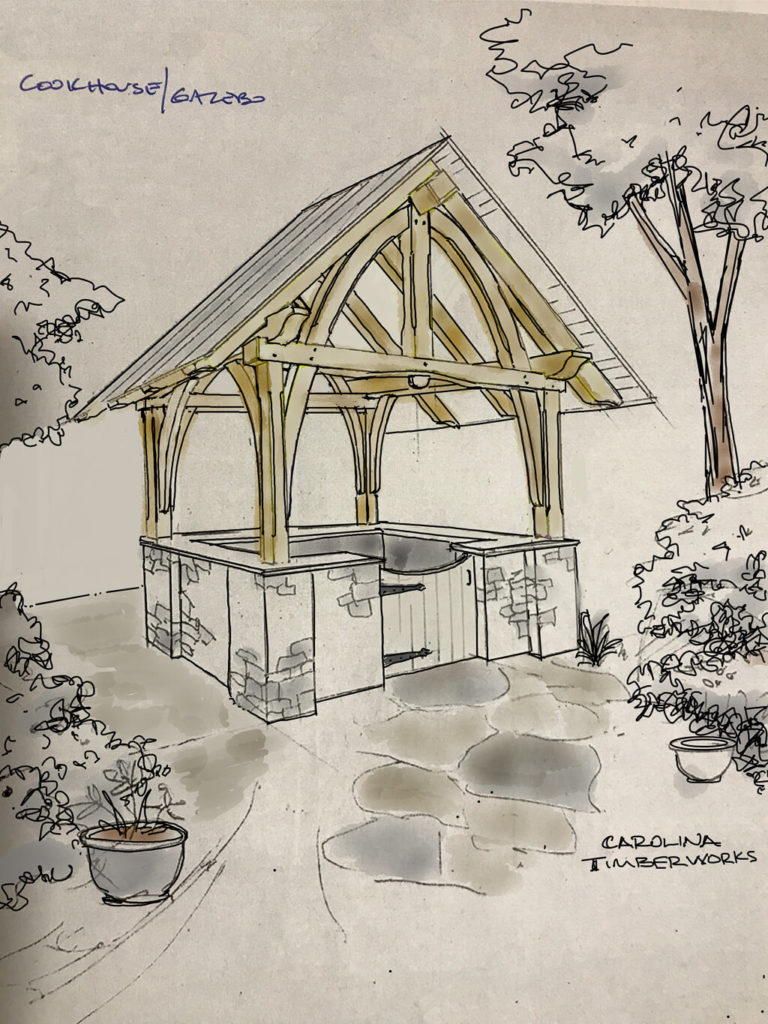 post and beam outdoor kitchen