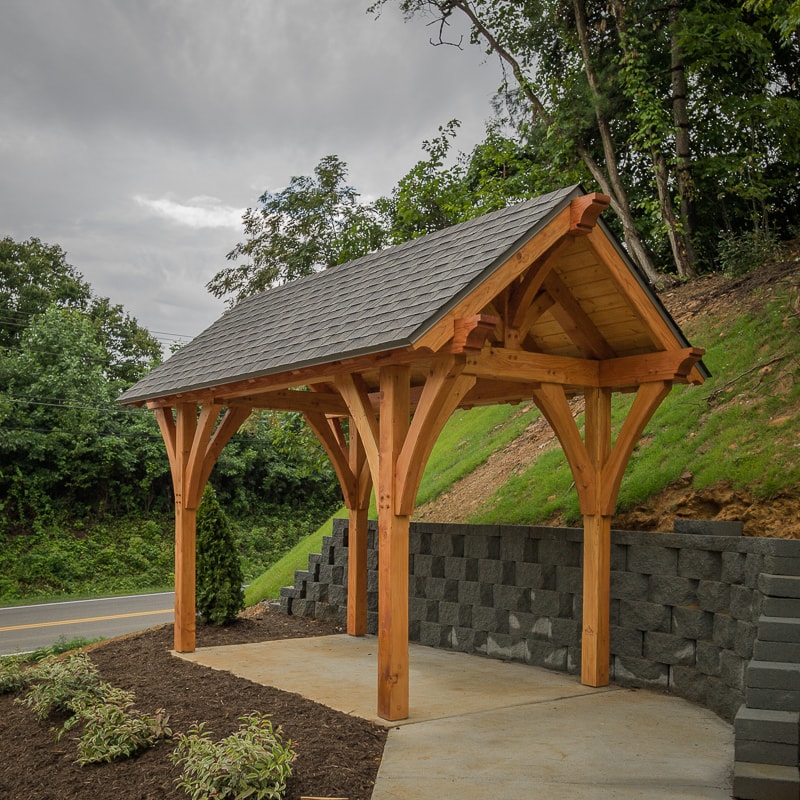 Timber frame post and beam bus shelter