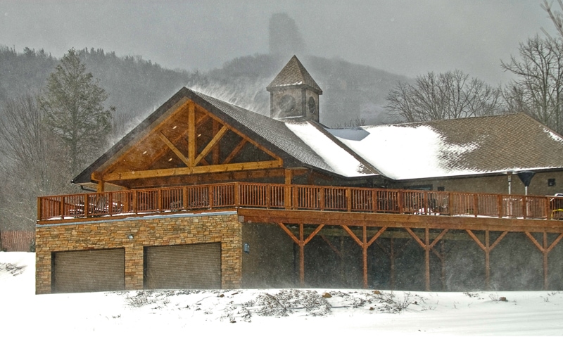 Commercial timber frame Sugar Mountain Clubhouse