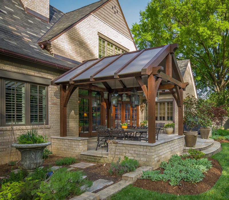 timber frame outdoor dining pavilion