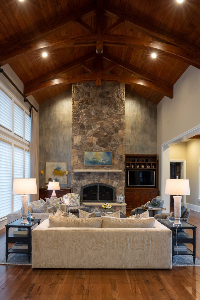 wood beams in living room